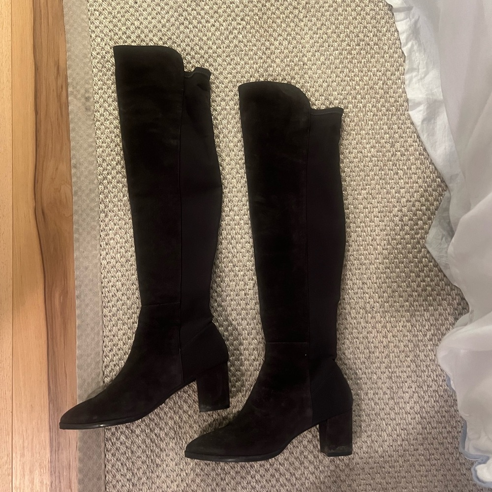 STUART WEITZMAN Black - Grey Knee-High Suede Boots